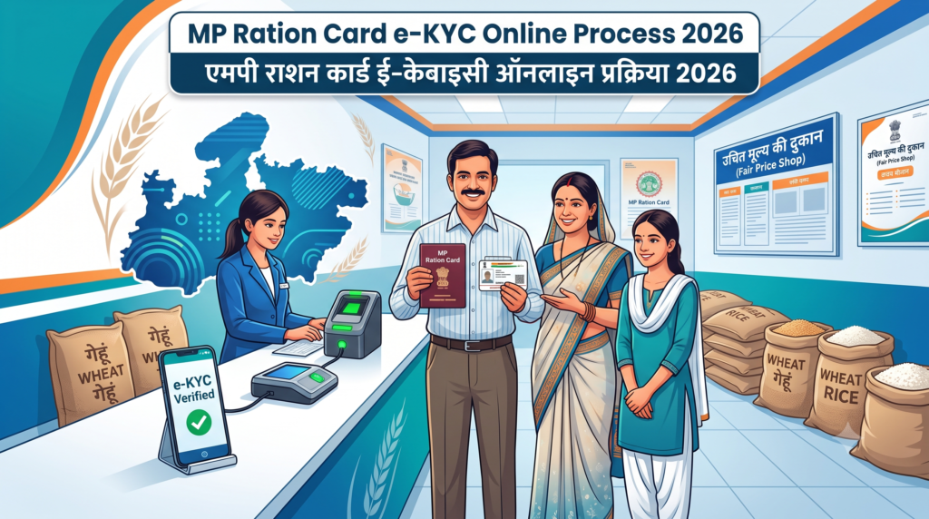 MP Ration Card e-KYC Online Process 2026 - आधार से राशन कार्ड e-KYC करने की प्रक्रिया