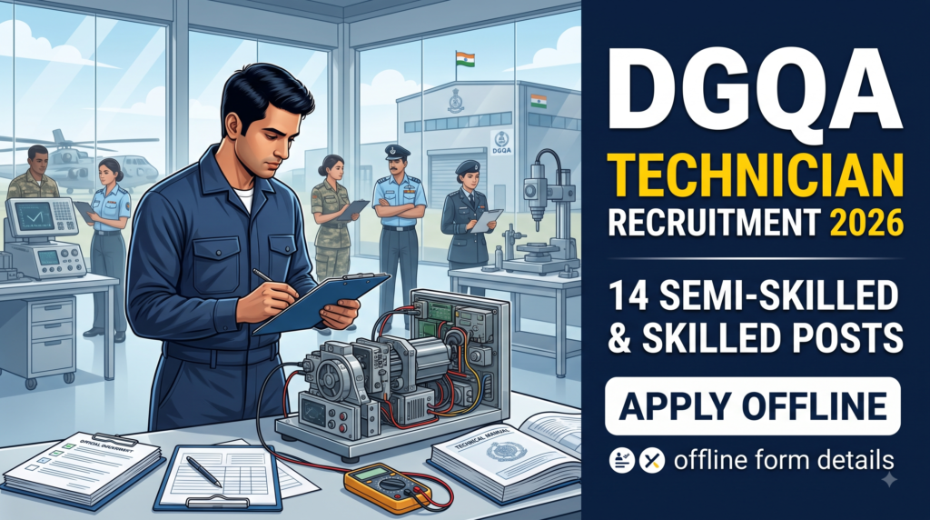DGQA Technician Recruitment 2026 14 Semi Skilled Skilled Posts
