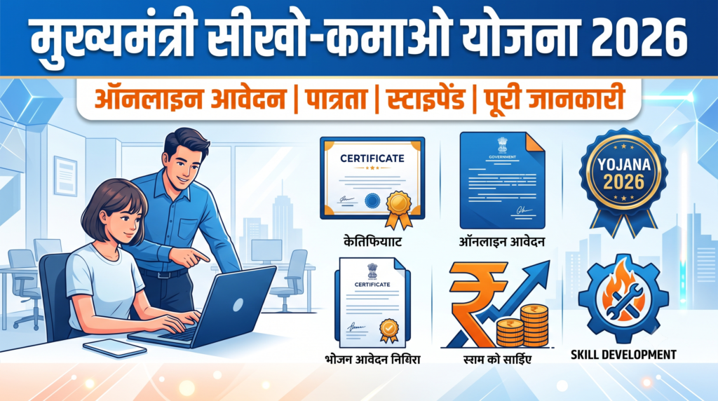मुख्यमंत्री सीखो-कमाओ योजना 2026 – ऑनलाइन आवेदन, पात्रता, स्टाइपेंड, प्रशिक्षण, आवश्यक दस्तावेज और पूरी जानकारी